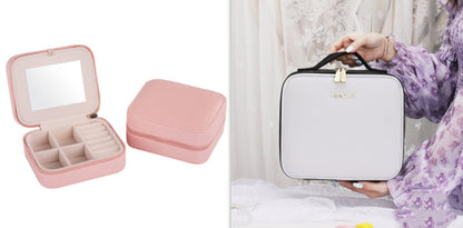 Smart LED Cosmetic Case with Mirror Cosmetic Bag Large Capacity Fashion Portable Storage Bag Travel Makeup Bags